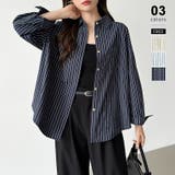 ネイビー | ちょうどいい抜け感。ダブルラインストライプシャツ ストライプシャツ シャツ | COCOMOMO