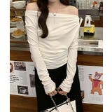 アシメギャザーオフショルトップス オフショルダー ワンショルダー | COCOMOMO | 詳細画像13