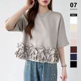 シルバー.グレー | [どこから見ても大人可愛い]フリルドッキングトップス 裾フリル tシャツ | COCOMOMO