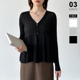 ブラック | 【オンオフ寄り添うとろみシアー】ペプラムカーディガン シアーカーディガン シアー | COCOMOMO