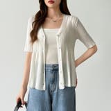 Vネックペプラムシアーカーディガン ペプラムカーディガン サマーニット | COCOMOMO | 詳細画像13 