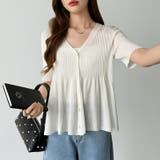 Vネックペプラムシアーカーディガン ペプラムカーディガン サマーニット | COCOMOMO | 詳細画像16 