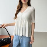 Vネックペプラムシアーカーディガン ペプラムカーディガン サマーニット | COCOMOMO | 詳細画像17 