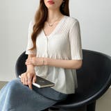 Vネックペプラムシアーカーディガン ペプラムカーディガン サマーニット | COCOMOMO | 詳細画像18 