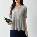 Vネックペプラムシアーカーディガン ペプラムカーディガン サマーニット | COCOMOMO | 詳細画像5 