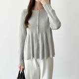 リブ×ペプラムのシアーカーディガン ペプラムカーディガン カーディガン | COCOMOMO | 詳細画像2 