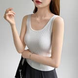 【インナーにもトップスにも】前後2wayリブタンクトップ タンクトップ Vネック | COCOMOMO | 詳細画像3 