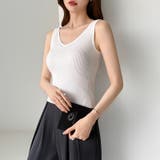 【インナーにもトップスにも】前後2wayリブタンクトップ タンクトップ Vネック | COCOMOMO | 詳細画像9 