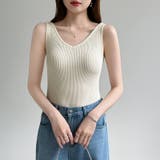 【インナーにもトップスにも】前後2wayリブタンクトップ タンクトップ Vネック | COCOMOMO | 詳細画像20 