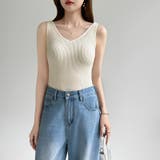 【インナーにもトップスにも】前後2wayリブタンクトップ タンクトップ Vネック | COCOMOMO | 詳細画像23 