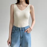 【インナーにもトップスにも】前後2wayリブタンクトップ タンクトップ Vネック | COCOMOMO | 詳細画像25 