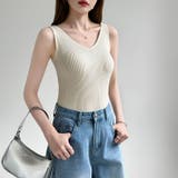 【インナーにもトップスにも】前後2wayリブタンクトップ タンクトップ Vネック | COCOMOMO | 詳細画像26 
