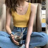 イエロー | 【インナーにもトップスにも】前後2wayリブタンクトップ タンクトップ Vネック | COCOMOMO