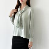 【アクセいらずで華やぐ】パール付きブラウス ボウタイブラウス ブラウス | COCOMOMO | 詳細画像15 