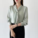 【アクセいらずで華やぐ】パール付きブラウス ボウタイブラウス ブラウス | COCOMOMO | 詳細画像16 