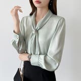 【アクセいらずで華やぐ】パール付きブラウス ボウタイブラウス ブラウス | COCOMOMO | 詳細画像17 