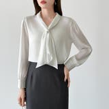 【アクセいらずで華やぐ】パール付きブラウス ボウタイブラウス ブラウス | COCOMOMO | 詳細画像2 