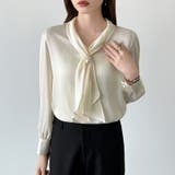 【アクセいらずで華やぐ】パール付きブラウス ボウタイブラウス ブラウス | COCOMOMO | 詳細画像20 