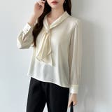 【アクセいらずで華やぐ】パール付きブラウス ボウタイブラウス ブラウス | COCOMOMO | 詳細画像24 