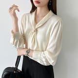 【アクセいらずで華やぐ】パール付きブラウス ボウタイブラウス ブラウス | COCOMOMO | 詳細画像27 