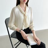 【アクセいらずで華やぐ】パール付きブラウス ボウタイブラウス ブラウス | COCOMOMO | 詳細画像28 