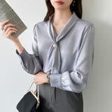 【アクセいらずで華やぐ】パール付きブラウス ボウタイブラウス ブラウス | COCOMOMO | 詳細画像30 