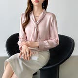 【アクセいらずで華やぐ】パール付きブラウス ボウタイブラウス ブラウス | COCOMOMO | 詳細画像46 