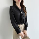 【アクセいらずで華やぐ】パール付きブラウス ボウタイブラウス ブラウス | COCOMOMO | 詳細画像48 