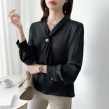 【アクセいらずで華やぐ】パール付きブラウス ボウタイブラウス ブラウス | COCOMOMO | 詳細画像56 