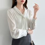 【アクセいらずで華やぐ】パール付きブラウス ボウタイブラウス ブラウス | COCOMOMO | 詳細画像6 