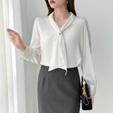 【アクセいらずで華やぐ】パール付きブラウス ボウタイブラウス ブラウス | COCOMOMO | 詳細画像10 