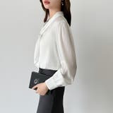 【アクセいらずで華やぐ】パール付きブラウス ボウタイブラウス ブラウス | COCOMOMO | 詳細画像8 