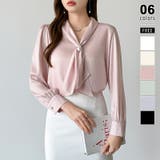 ピンク | 【アクセいらずで華やぐ】パール付きブラウス ボウタイブラウス ブラウス | COCOMOMO