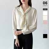 アイボリー | 【アクセいらずで華やぐ】パール付きブラウス ボウタイブラウス ブラウス | COCOMOMO