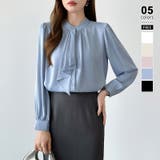 ブルー | 【フロントドレープで結ばず即 華やか】 スカーフタイブラウス | COCOMOMO