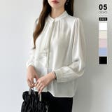 ホワイト | 【フロントドレープで結ばず即 華やか】 スカーフタイブラウス | COCOMOMO