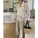 【刺繍レースで上品に透かす】レースブラウス キャミソールセット 総レース | COCOMOMO | 詳細画像17 