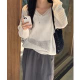 メッシュニット 透かし編み サマーニット | COCOMOMO | 詳細画像3 