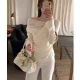 肩出しレースで視線ひとり占め。オフショルレーストップス オフショルダー ワンショ… | COCOMOMO | 詳細画像2