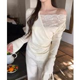 肩出しレースで視線ひとり占め。オフショルレーストップス オフショルダー ワンショ… | COCOMOMO | 詳細画像4