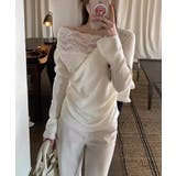 肩出しレースで視線ひとり占め。オフショルレーストップス オフショルダー ワンショ… | COCOMOMO | 詳細画像6