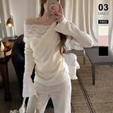 アイボリー | 肩出しレースで視線ひとり占め。オフショルレーストップス オフショルダー ワンショ… | COCOMOMO