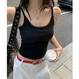 リブ×レースの最旬見せキャミ フロントレースキャミソール カップ付きキャミソール | COCOMOMO | 詳細画像21 