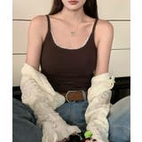 リブ×レースの最旬見せキャミ フロントレースキャミソール カップ付きキャミソール | COCOMOMO | 詳細画像7 