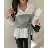 テクいらずでメリハリシルエット ビスチェドッキングシャツ コルセット風 | COCOMOMO | 詳細画像15 