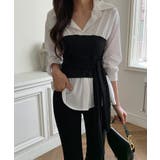 テクいらずでメリハリシルエット ビスチェドッキングシャツ コルセット風 | COCOMOMO | 詳細画像2 