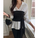 テクいらずでメリハリシルエット ビスチェドッキングシャツ コルセット風 | COCOMOMO | 詳細画像4 