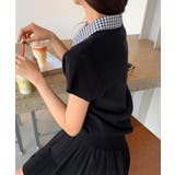 【チェック襟×ハーフジップ】 ポロシャツ サマーニット | COCOMOMO | 詳細画像14 