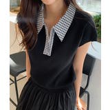 【チェック襟×ハーフジップ】 ポロシャツ サマーニット | COCOMOMO | 詳細画像16 