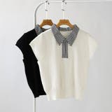 【チェック襟×ハーフジップ】 ポロシャツ サマーニット | COCOMOMO | 詳細画像19 